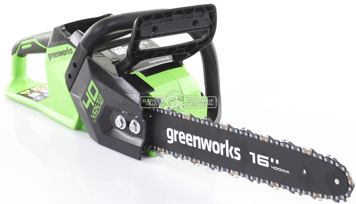 Пила аккумуляторная цепная GreenWorks GD40CS18K2 16&quot; с АКБ 2 А/ч и ЗУ (PRC, BL 40В, 3/8&quot;-1.3-56E, 3.8 кг)
