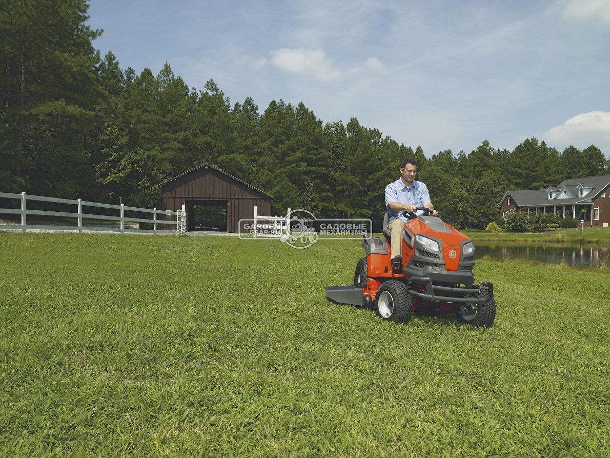 Садовый трактор Husqvarna TS 346 (USA, B&S V-Twin, 721 куб.см., гидростатика, боковой выброс, ширина кошения 117 см., U-Cut, RapidReplace, 232 кг.)