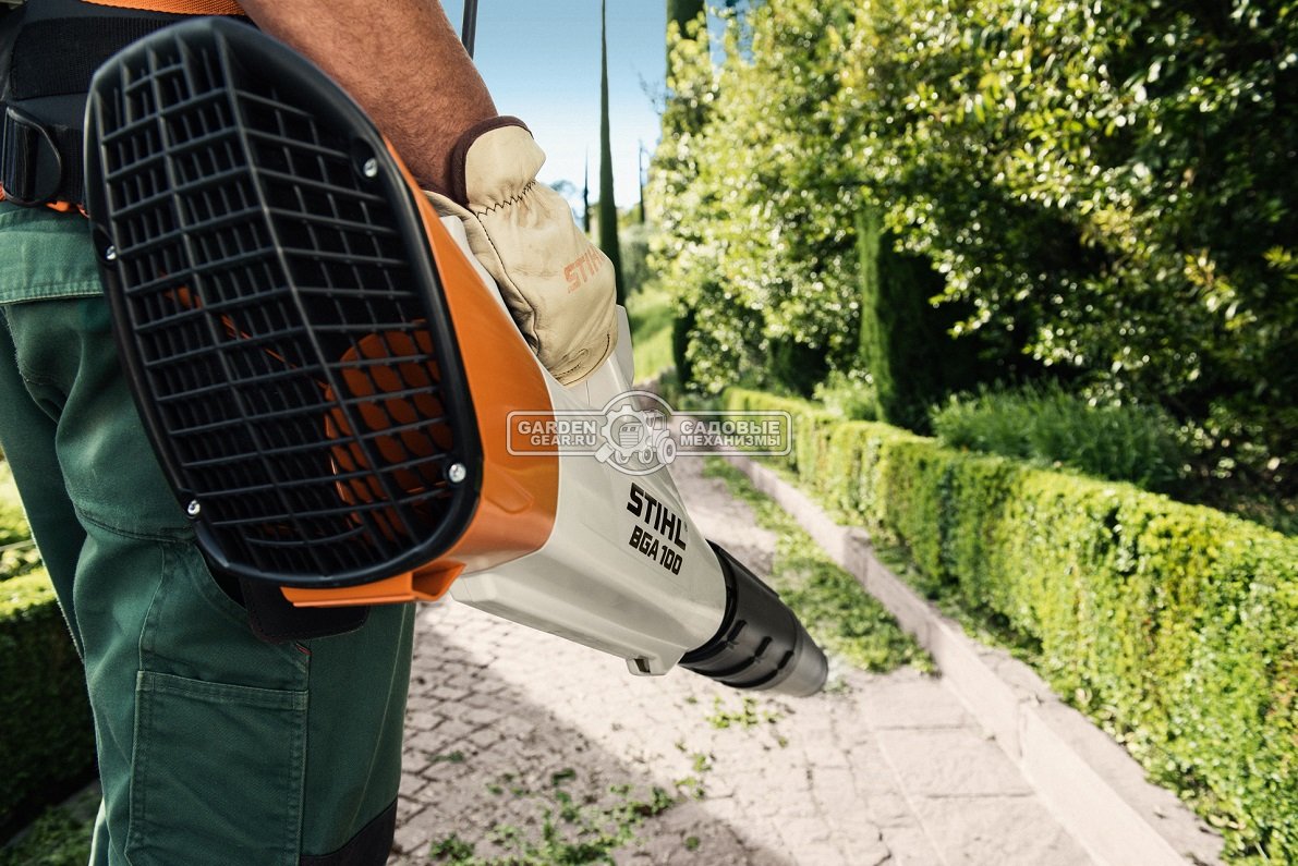 Воздуходувка аккумуляторная Stihl BGA 100 SET c АКБ AR 3000 и ЗУ AL 500 (AUT, 36В Pro, макс. расход воздуха 840 м3/ч., скорость 81 м/с., 2,5 кг.)