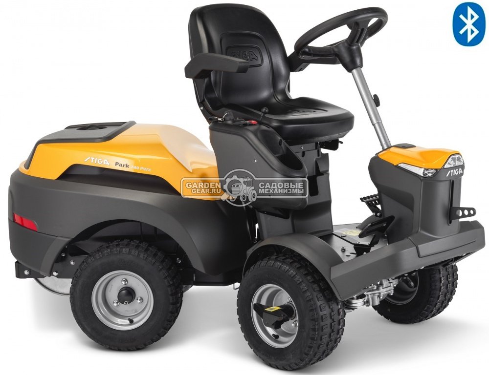 Садовый райдер Stiga Park 740 PWX 4WD без деки (ITA, B&S Vanguard 18, V-Twin, 570 куб.см., гидростатика, Bluetooth, полный привод, 238 кг.)