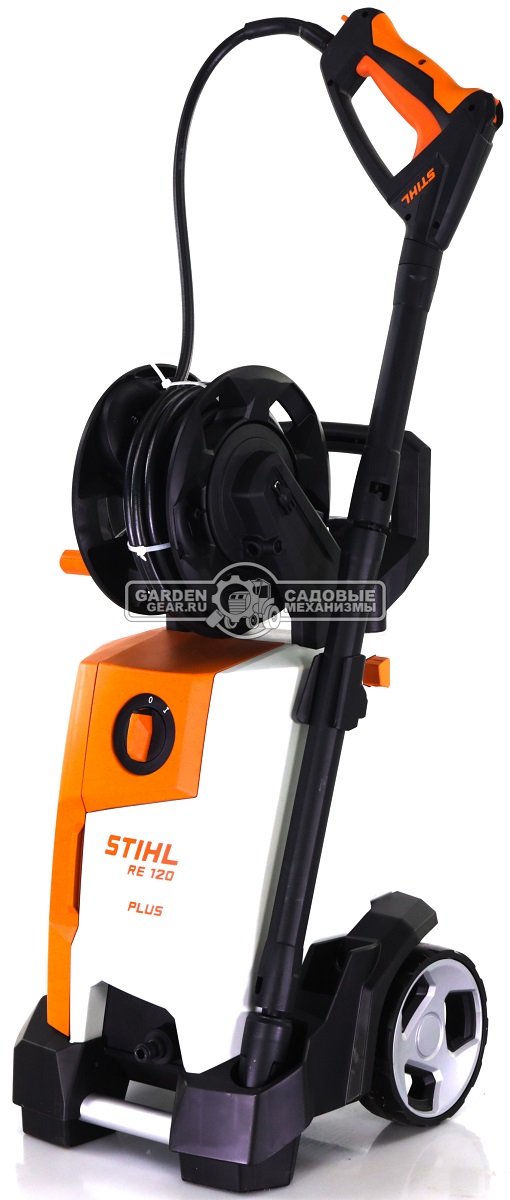 Мойка высокого давления Stihl RE 120 Plus (PRC, 10-125/160 Бар, 400/480 л/ч., шланг 9 м + барабан, 21,2 кг.)