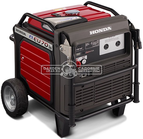 Бензиновый генератор инверторный Honda EU70iS с электрозапуском (USA, Honda GX390, 389 см3, 5.5/7.0 кВт, колеса, 19.2 л, 118.1 кг)