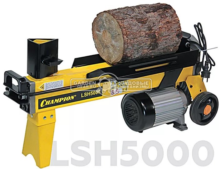 Дровокол электрический Champion LSH5000 + насадка для колки дров на 4 части (PRC, горизонтальный, 2200 Вт., 52 см., 5 тонн, 43 кг.)