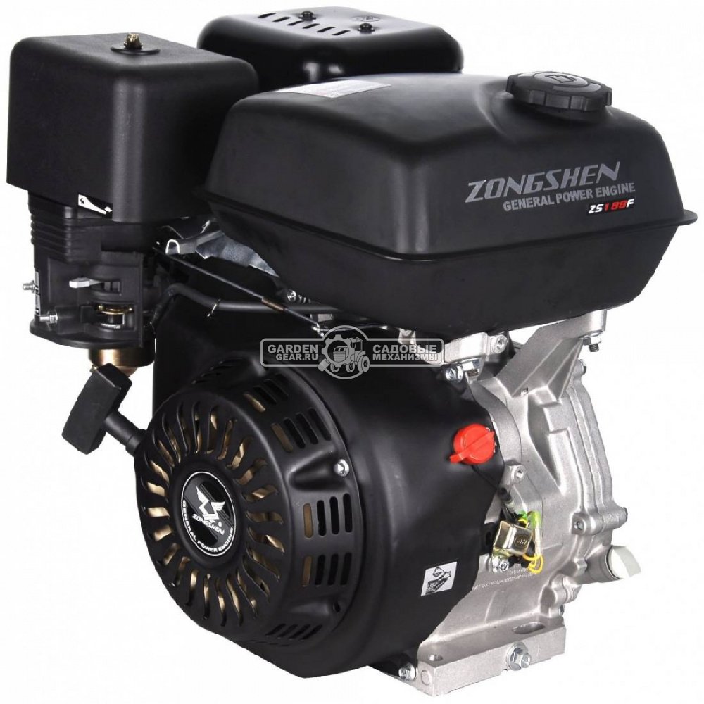 Бензиновый двигатель Zongshen 188F A2 (PRC, 13 л.с., 389 см3. диам. 25 мм шпонка, катушка осв, выпрямитель, 31 кг)