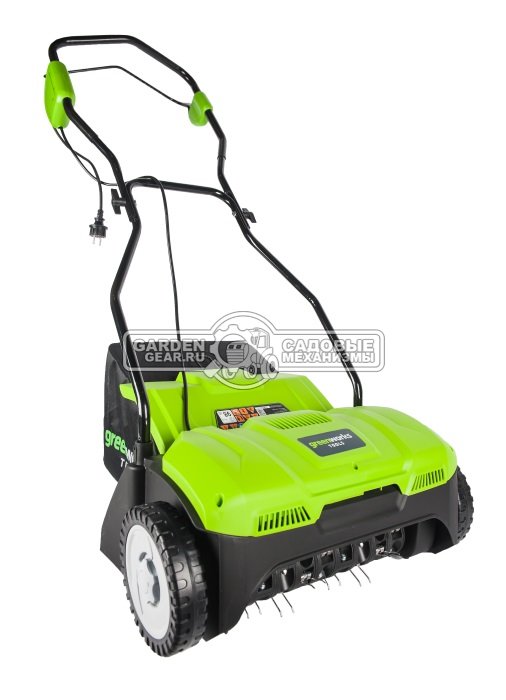 Аэратор электрический GreenWorks GDT35 (PRC, 1100 Вт., 32 см., пружины, пластик, 20 л., 12 кг)