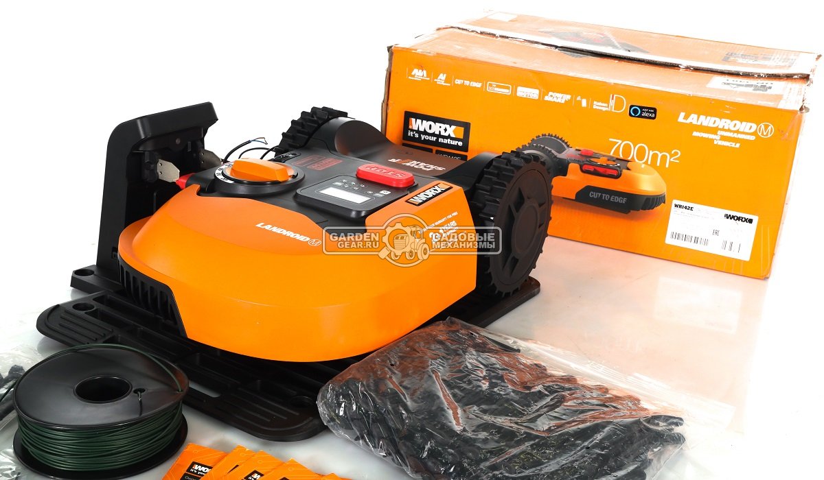 Газонокосилка робот Worx Landroid M WR142E (18 см, BL, 4 А/ч, 1.5 А, площадь газона до 700 м2, Cut to Edge, SideCharger)