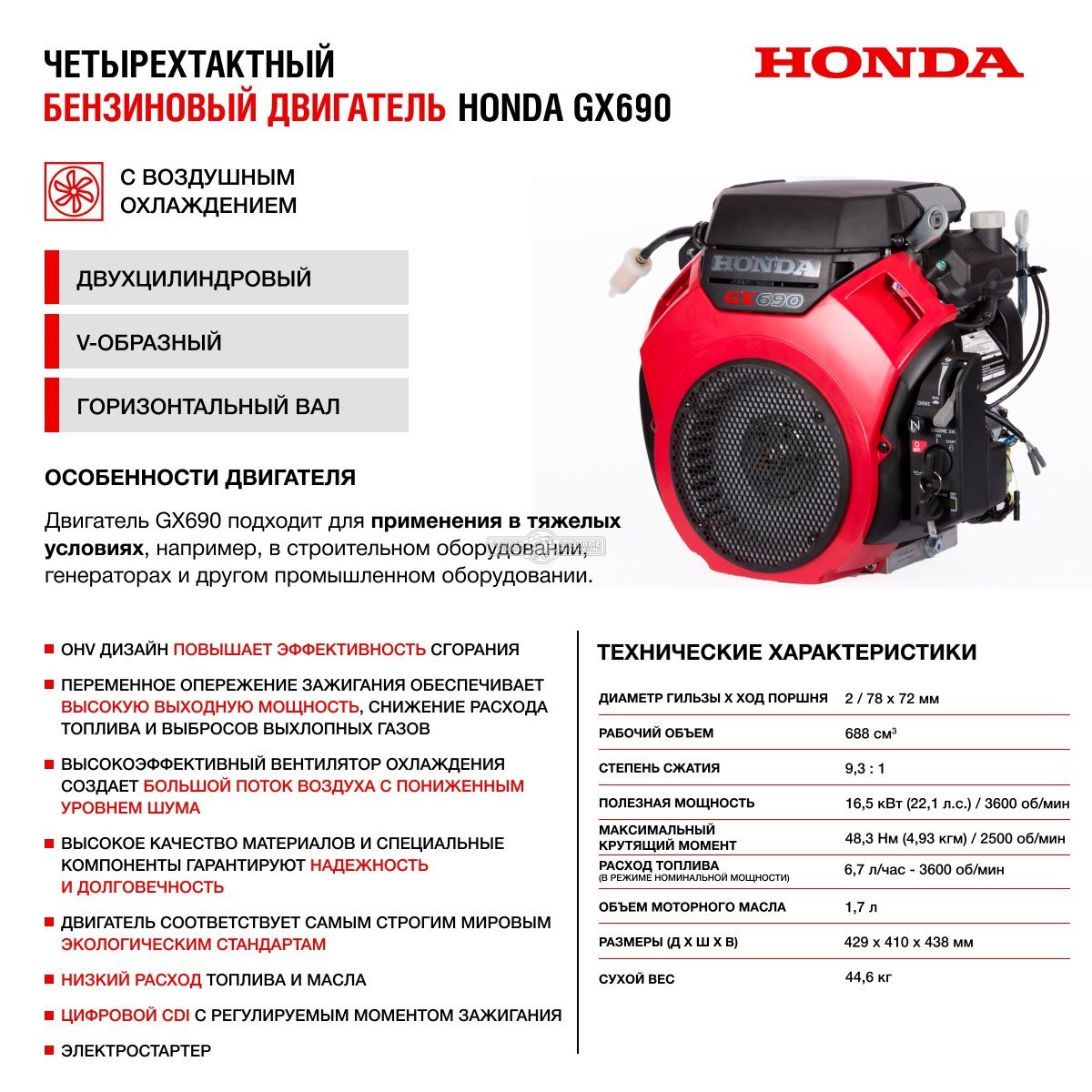 Бензиновый генератор HND GE12000XLS (PRC, Honda GX690, 11.0/12.0 кВт, электростартер, 40 л, 160 кг)