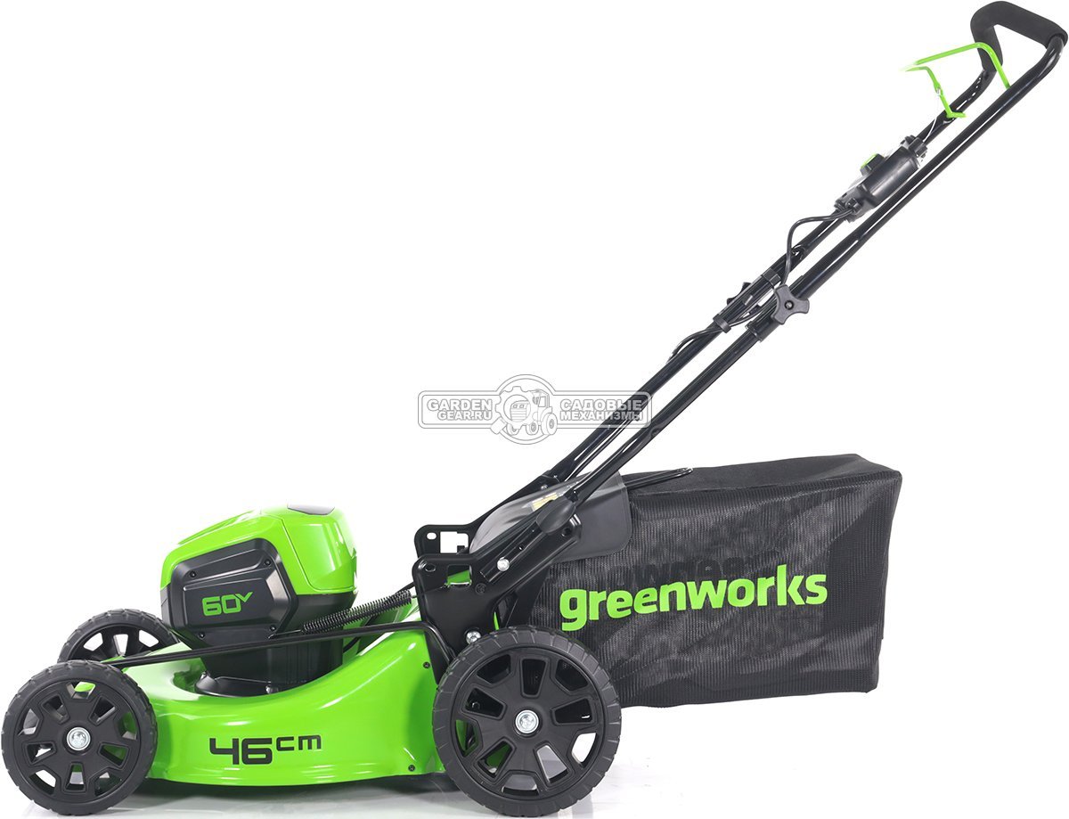 Газонокосилка аккумуляторная GreenWorks GD60LM46HP без АКБ и ЗУ (PRC, BL 60В, 46 см, сталь, 3 в 1, 60 л, 24 кг)