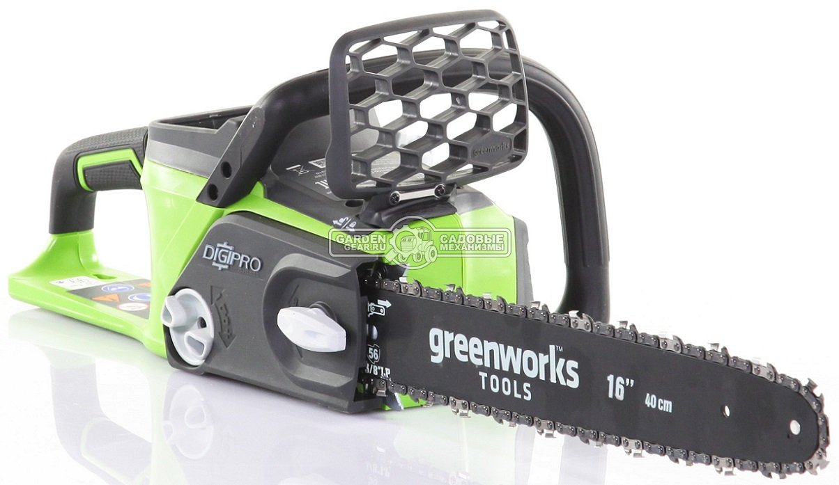 Пила аккумуляторная цепная GreenWorks GD40CS40 K4 (PRC, Li-ion, АКБ 4 А/ч, беcщеточный мотор, 40 см, 5.4 кг)