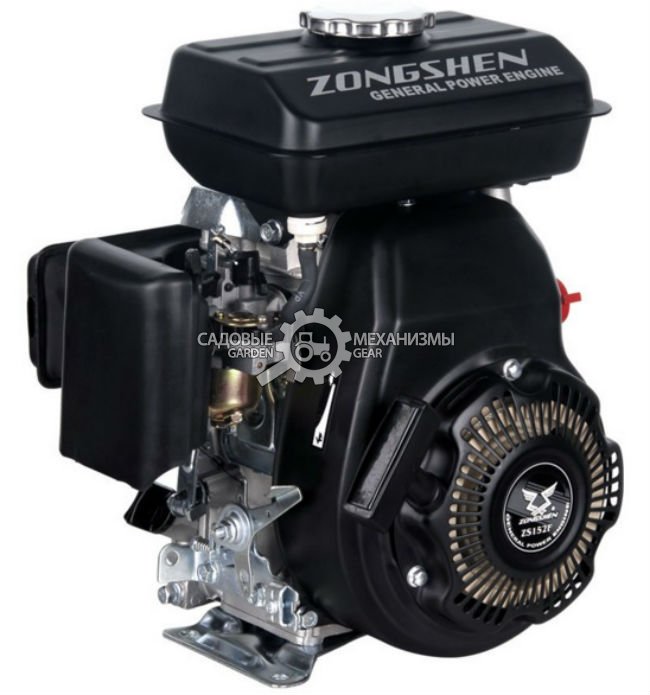 Бензиновый двигатель Zongshen ZS 152F (PRC, 3 л.с., 91 см3. диам. 15 мм шпонка, 9 кг)