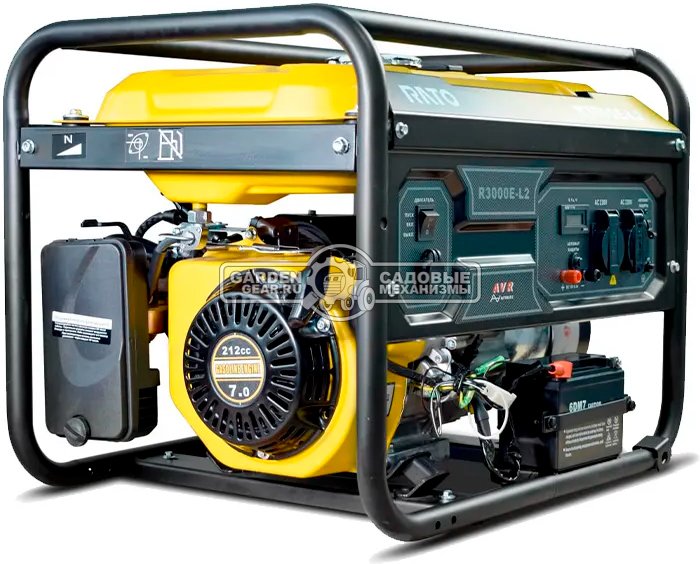 Бензиновый генератор Rato R3000E-L2 (PRC, 212 см3, 3/2.7 кВт, эл.стартер, 12 л, 42 кг)