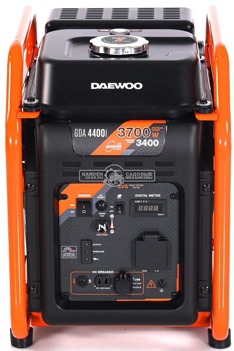 Бензиновый генератор инверторный Daewoo GDA 4400i (PRC, Daewoo, 212 см3, 3,4/3,7 кВт, 7 л., 32 кг.)