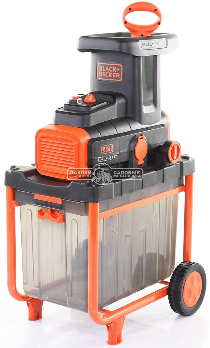 Садовый измельчитель веток электрический Black+Decker BEGAS5800-QS (PRC, 2800 Вт., ветки до 45 мм., шестерни, короб 45 л., 30 кг)