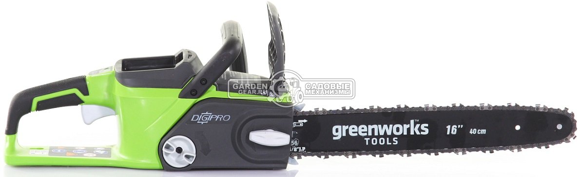 Пила аккумуляторная цепная GreenWorks GD40CS40 K2 (PRC, Li-ion, АКБ 2 А/ч, беcщеточный мотор, 40 см, 5.4 кг)