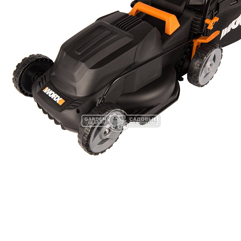 Газонокосилка электрическая Worx WG713E (PRC, 1200 Вт., 34 см., пластик, травосборник 30 л., мульчирование, 11 кг)