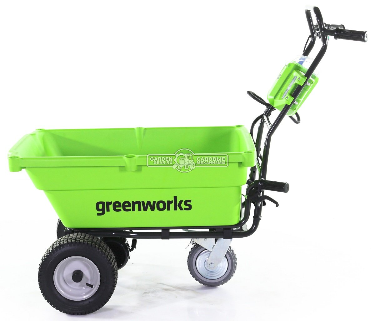 Тачка аккумуляторная самоходная GreenWorks G40GC без АКБ и ЗУ (PRC, 40В, грузоподъемность 100 кг, 106 л, 2 вперед/1 назад, вес 40.9 кг)