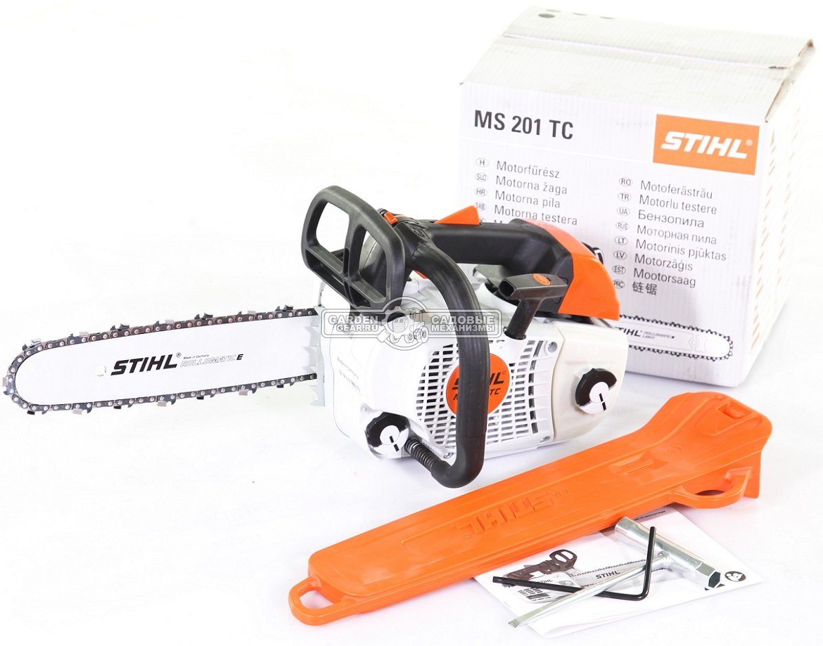 Бензопила сучкорез одноручная Stihl MS 201 TC-M 12&quot; (GER, 35,2 куб.см., 1,8 кВт/2,4 л.с, 2-MIX, M-Tronic, ElastoStart, 3/8&quot;, 1,3 мм., 44E, 3,7 кг.)