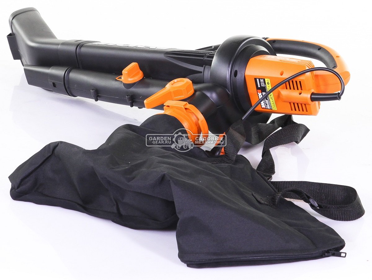 Садовый пылесос/воздуходувка электрическая Worx WG505E (PRC, 3000 Вт, 45 л, 128-335 км/ч, 10 м3/мин, 4.1 кг)