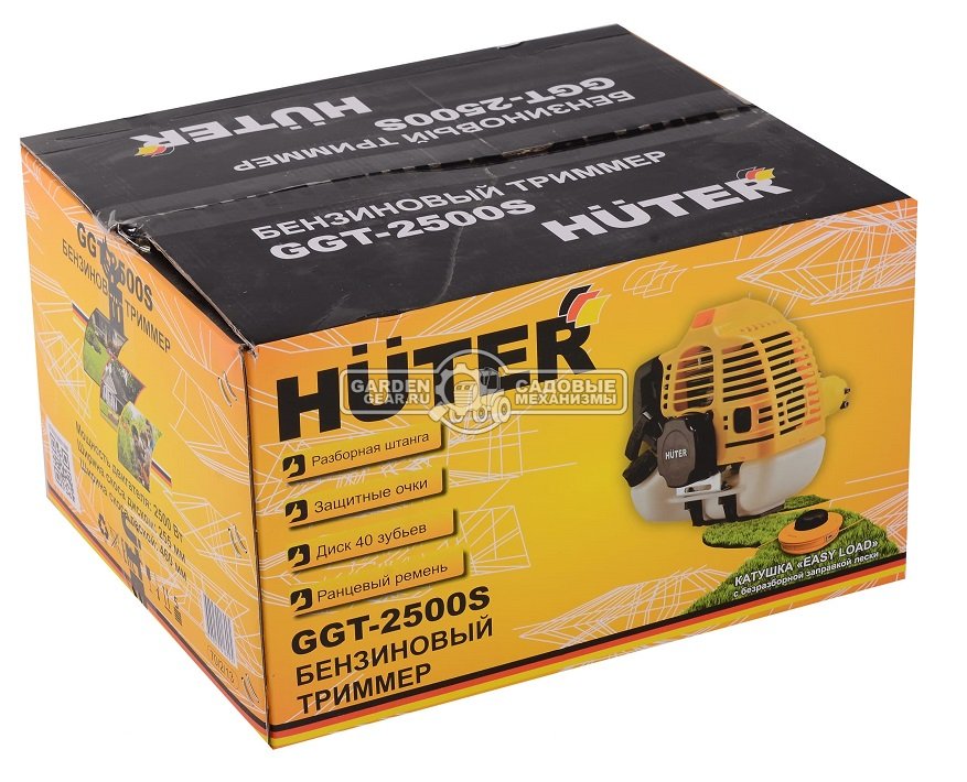 Бензокоса Huter GGT-2900S (PRC, 51.7 см3, 2.9 кВт/3.9 л.с., диск 40Т + леска 2.4 мм, Т рукоятка, разъёмный вал, 9 кг)