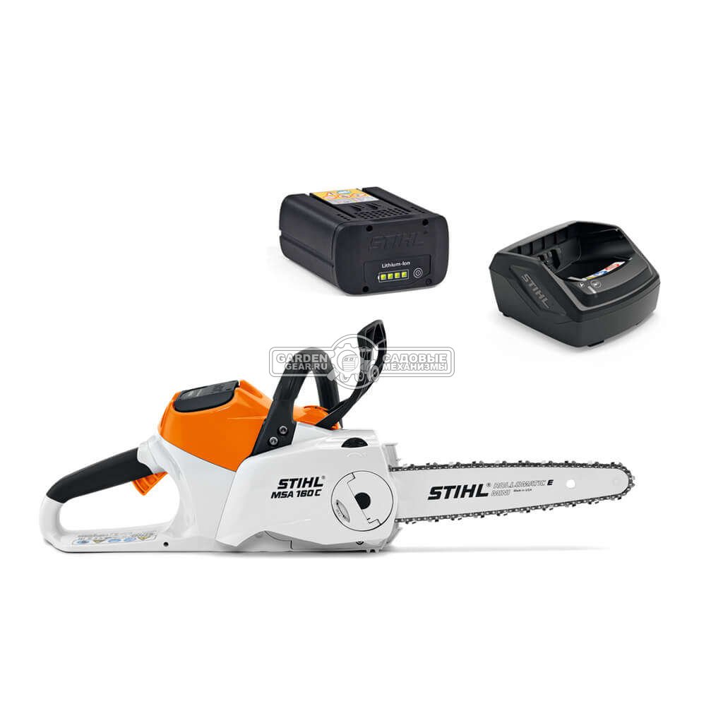 Аккумуляторная цепная пила Stihl MSA 160 C-B 12&quot; SET с AP200 и AL101 (AUT, 36В Pro, 1/4&quot;P, 1,1 мм., 64E, 4,4 кг.)