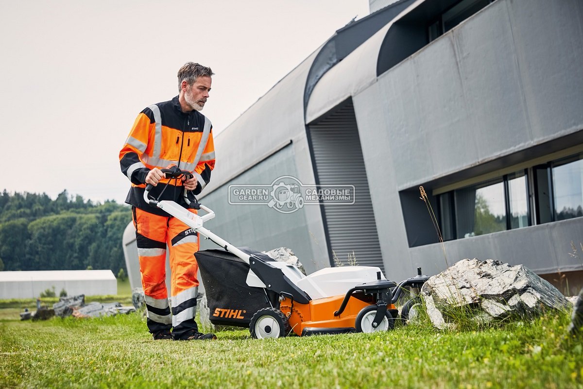 Газонокосилка аккумуляторная Stihl RMA 765.0 V самоходная без АКБ и ЗУ (AUT, 36В Pro, 63 см., вариатор, 80 л., алюминий, монорукоятка, 44 кг.)