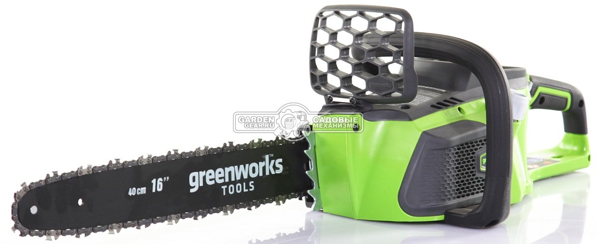 Пила аккумуляторная цепная GreenWorks GD40CS40 K4 (PRC, Li-ion, АКБ 4 А/ч, беcщеточный мотор, 40 см, 5.4 кг)