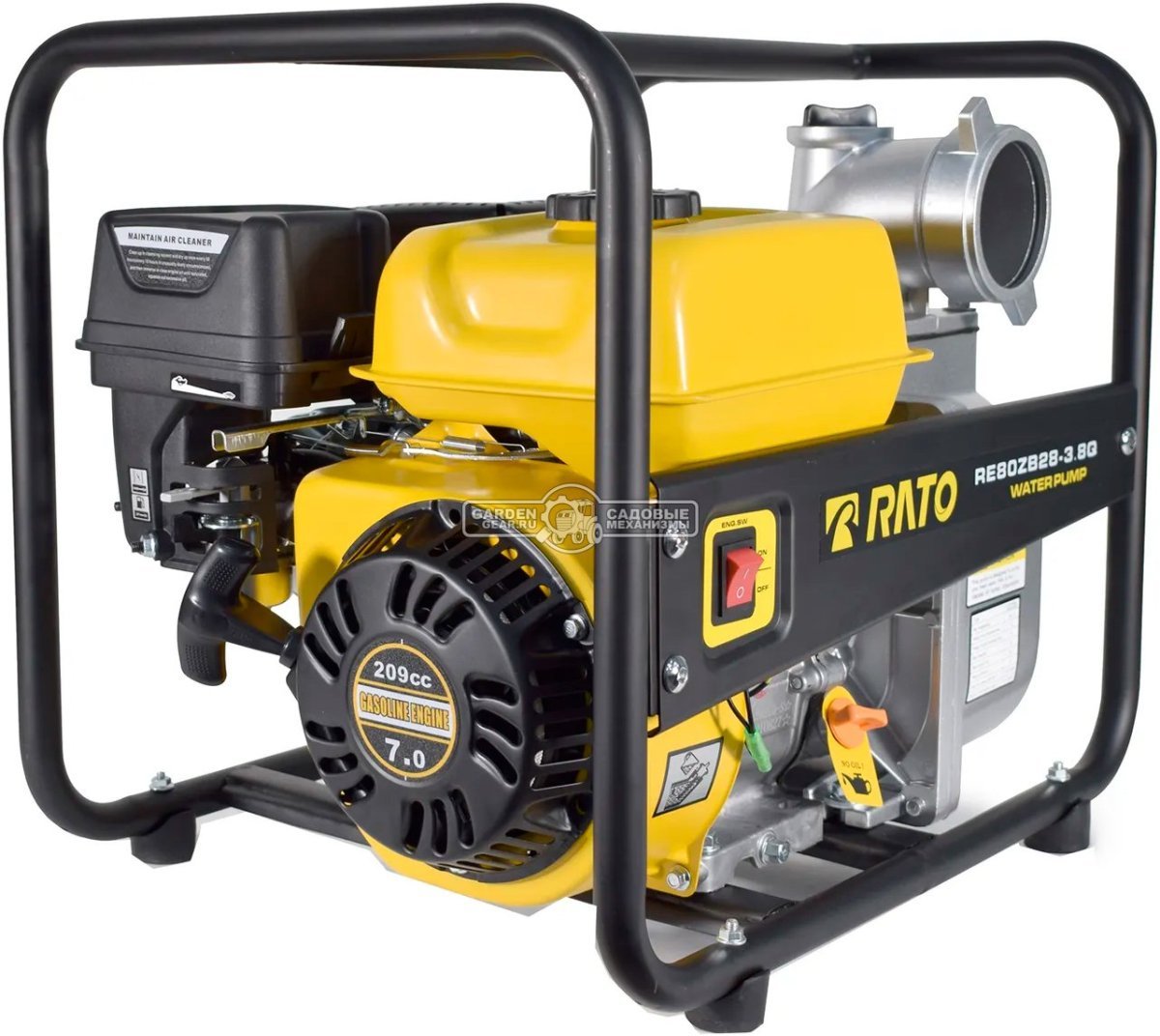 Мотопомпа бензиновая Rato RE80ZB28 для чистой воды (PRC, Rato, 209 см3, 1000 л/мин, 28 м, 3&quot;, 25.5 кг)