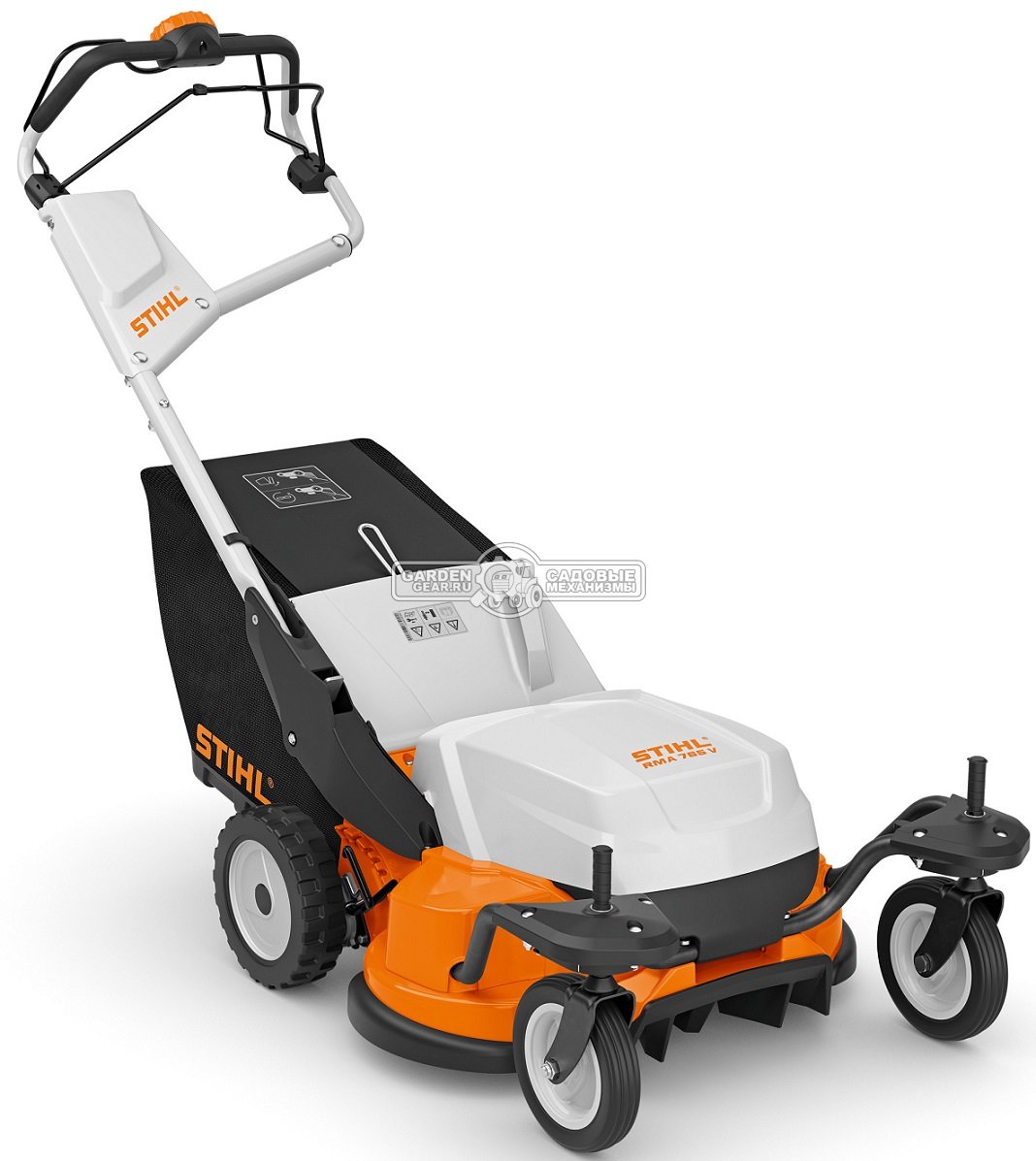 Газонокосилка аккумуляторная Stihl RMA 765.0 V самоходная без АКБ и ЗУ (AUT, 36В Pro, 63 см., вариатор, 80 л., алюминий, монорукоятка, 44 кг.)