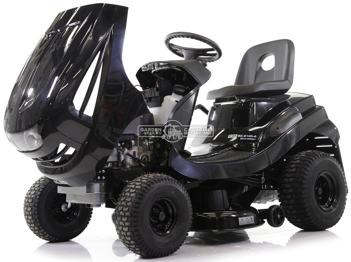 Садовый трактор Al-ko T 15-93.9 HD-A Black Edition (AUT, 93 см, Al-ko Pro, 452 см3, гидростатика, фары - опция, травосборник 220 л, 222 кг)