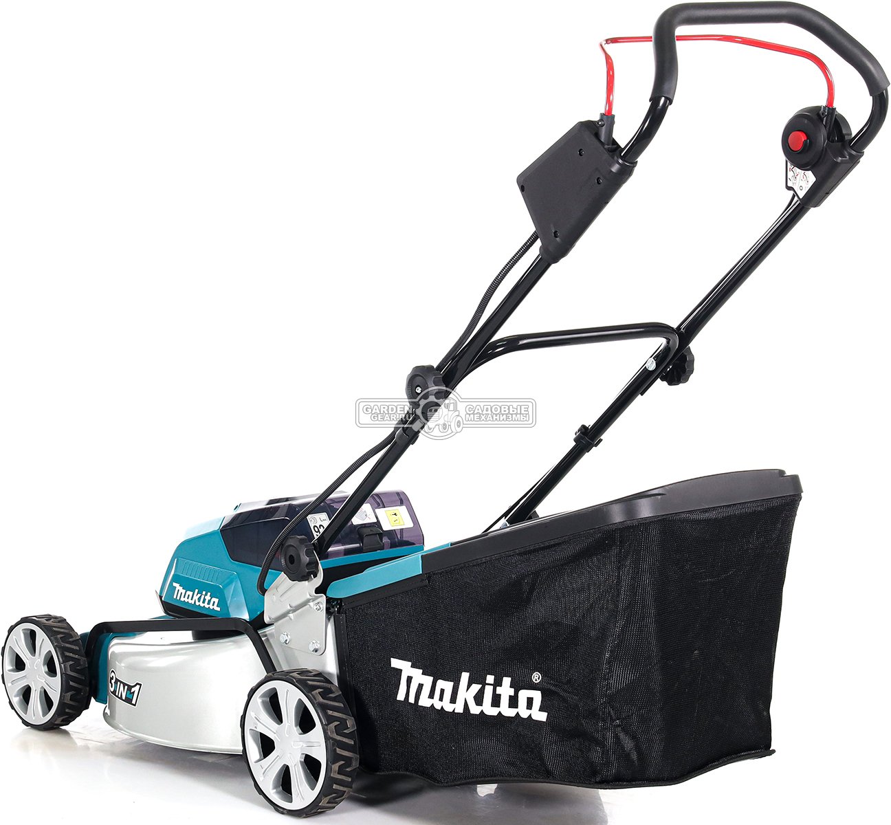 Газонокосилка аккумуляторная Makita DLM460PT2 с 2 АКБ 5 А/ч и ЗУ (PRC, LXT BL 2х18В, 46 см, сталь, 60 л., 27.6 кг)