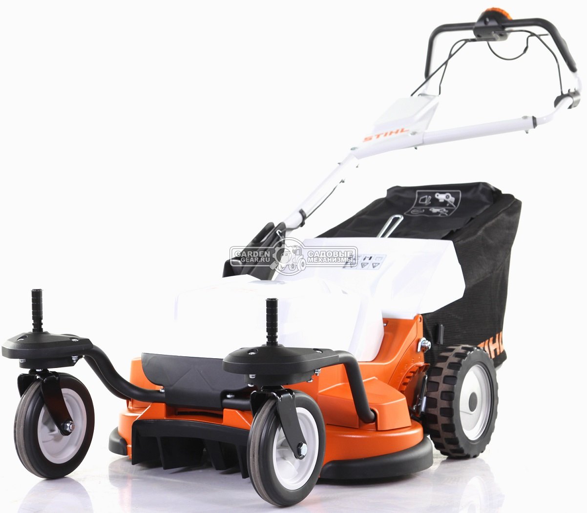 Газонокосилка аккумуляторная Stihl RMA 765.0 V самоходная без АКБ и ЗУ (AUT, 36В Pro, 63 см., вариатор, 80 л., алюминий, монорукоятка, 44 кг.)