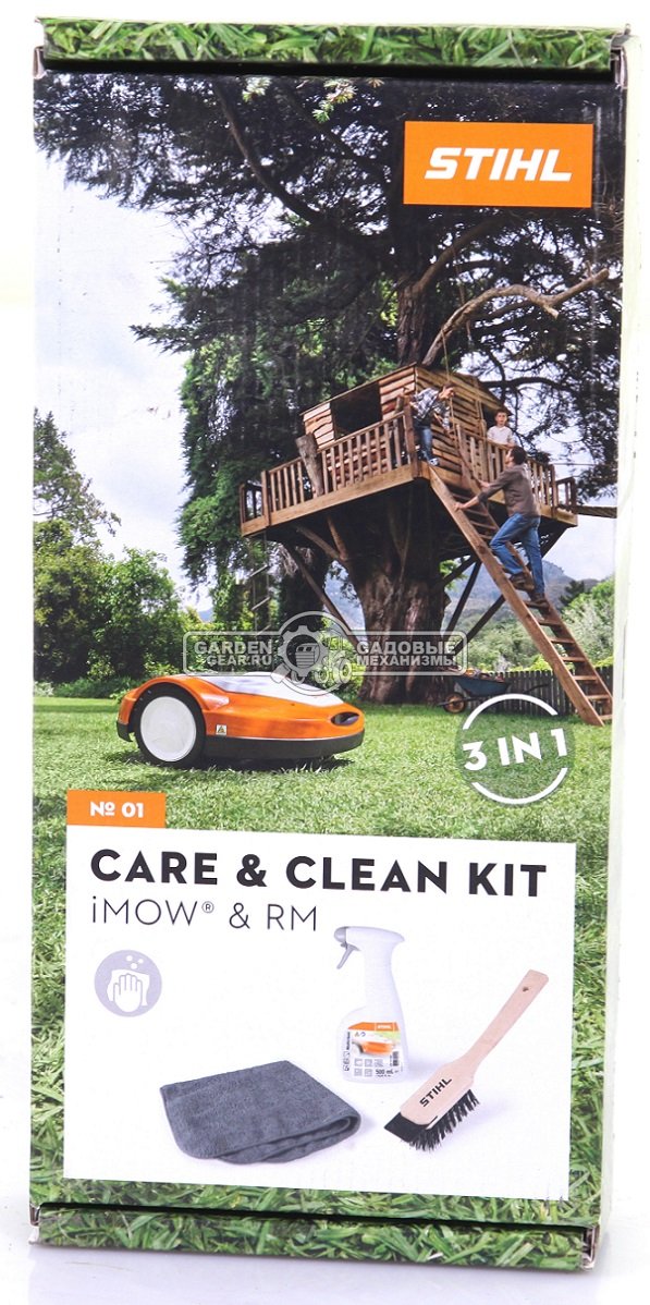 Набор для очистки газонокосилок Stihl Care&Clean (Multiclean 500 мл. + щетка + салфетка из микрофибры)