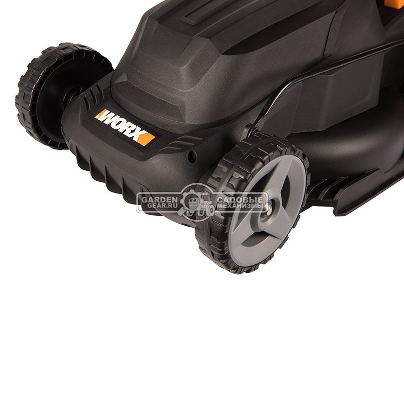 Газонокосилка электрическая Worx WG713E (PRC, 1200 Вт., 34 см., пластик, травосборник 30 л., мульчирование, 11 кг)