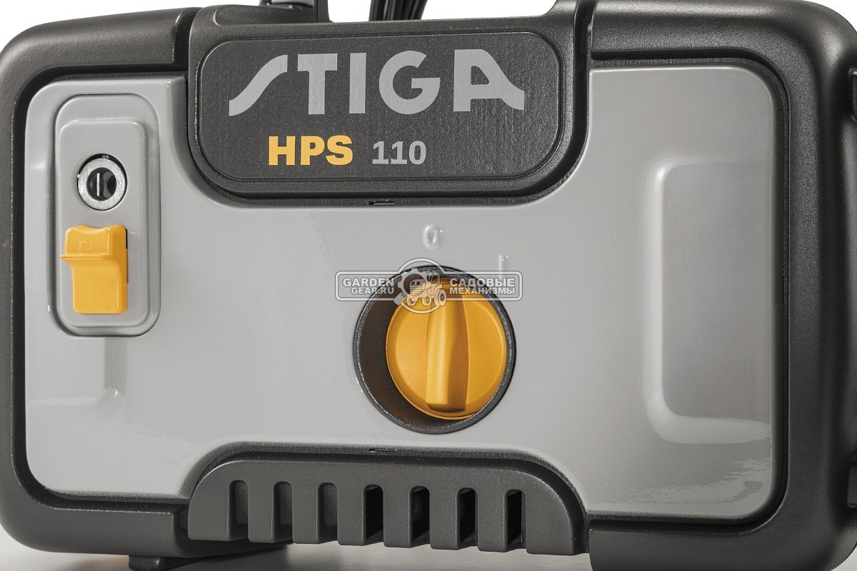 Мойка высокого давления Stiga HPS 110 (PRC, 1400 Вт., 110 бар., 390 л/час., алюминий, шланг ПВХ 5 м., 5,2 кг.)
