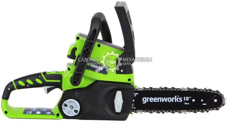 Пила аккумуляторная цепная GreenWorks G24CS25K2 10&quot; c АКБ 2 А/ч и ЗУ (PRC, 24В, 3/8&quot;-1.1-46E, 2.7 кг)