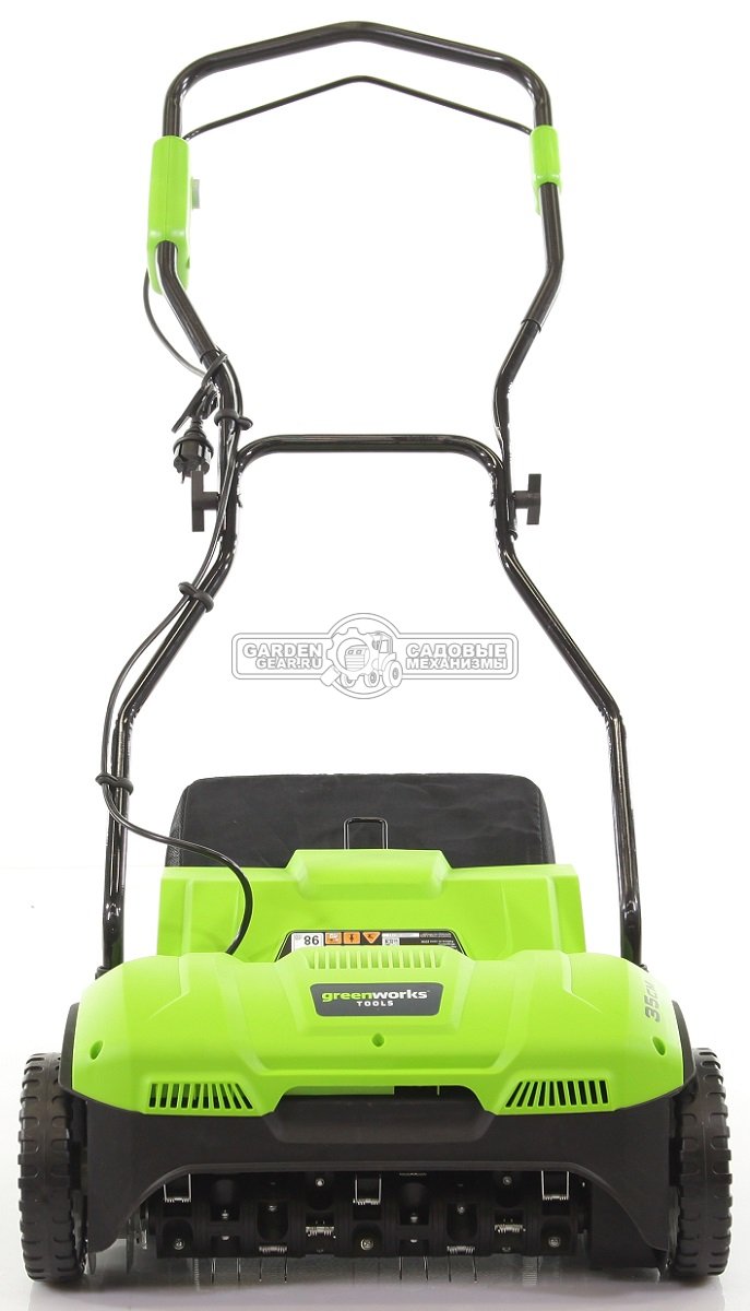 Аэратор электрический GreenWorks GDT35 (PRC, 1100 Вт., 32 см., пружины, пластик, 20 л., 12 кг)