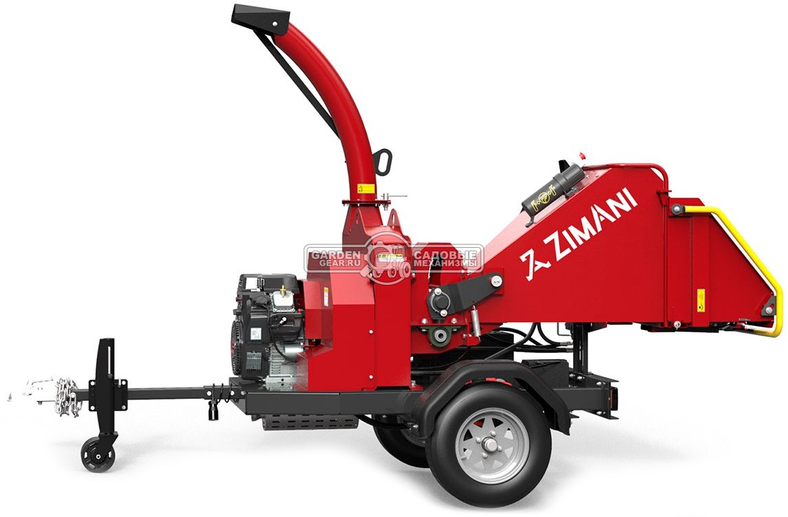 Измельчитель веток ZimAni LS 150 D на колесном шасси (PRC, Loncin, 25 л.с., ветки до 150 мм, одноосный прицеп, 650 кг)