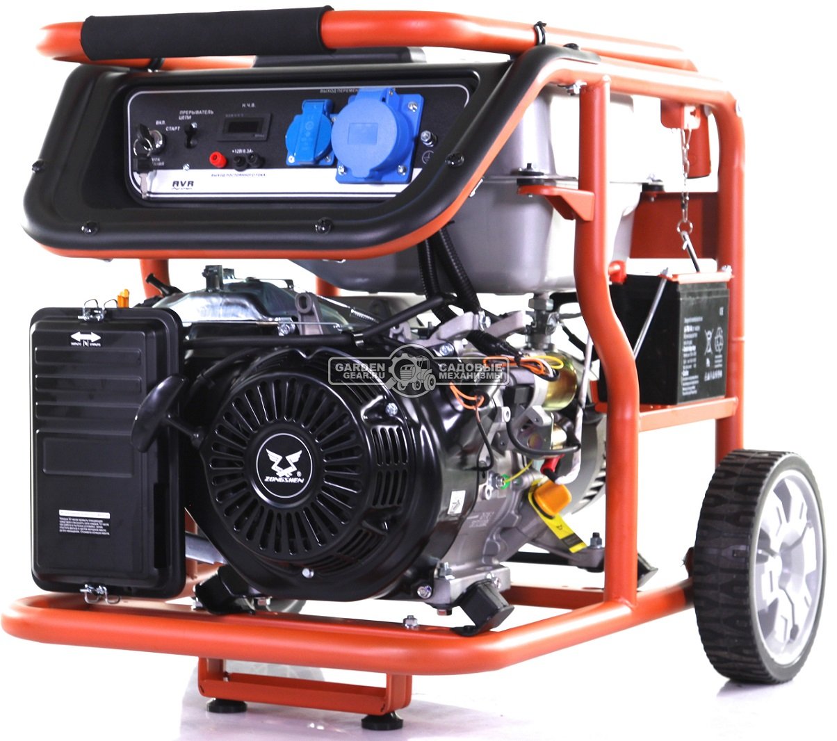 Бензиновый генератор Zongshen Premium KB 6000 E (PRC, 420 см3, 5.0/5.5 кВт, 32 л, электростарт, колеса, 87 кг)