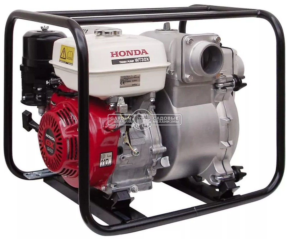 Мотопомпа бензиновая Honda WT30XK4 DE для грязной воды (JPN, Honda GX240, 242 куб.см., 1210 л/мин, 3&quot;, 27 м, 61 кг.)