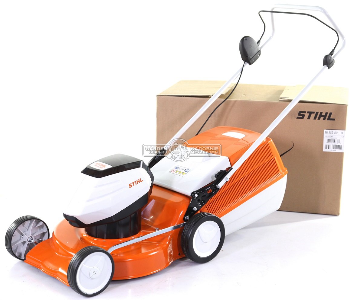 Газонокосилка аккумуляторная Stihl RMA 248.0 без АКБ и ЗУ (AUT, 36В Compact, 46 см., несамоходная, сталь, травосборник 55 л., 20,8 кг.)