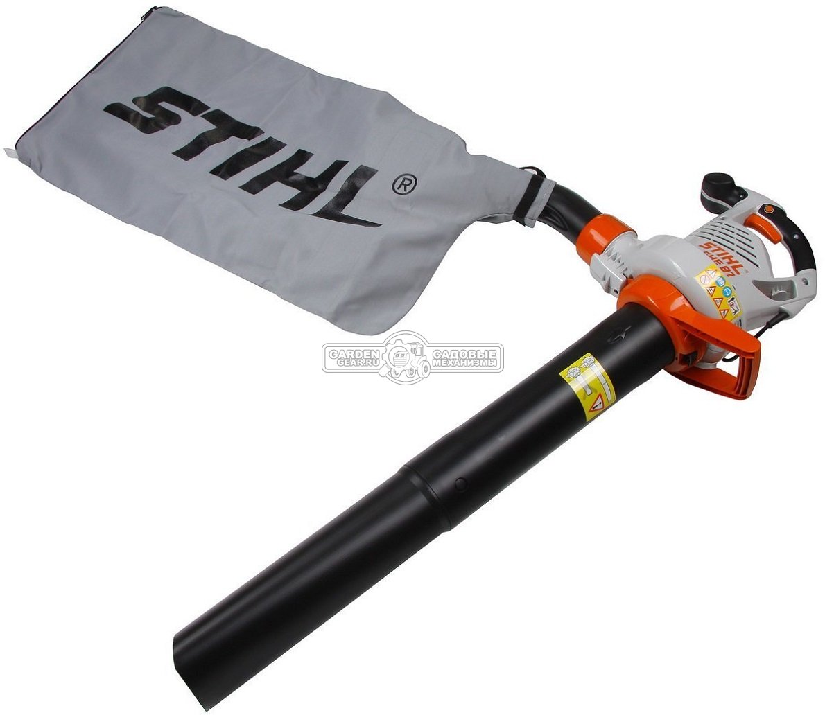 Садовый пылесос воздуходувка электрическая Stihl SHE 81 (AUT, 1400 Вт, макс. расход воздуха 750 м3/ч, скорость 76 м/с., мешок, 4,4 кг.)