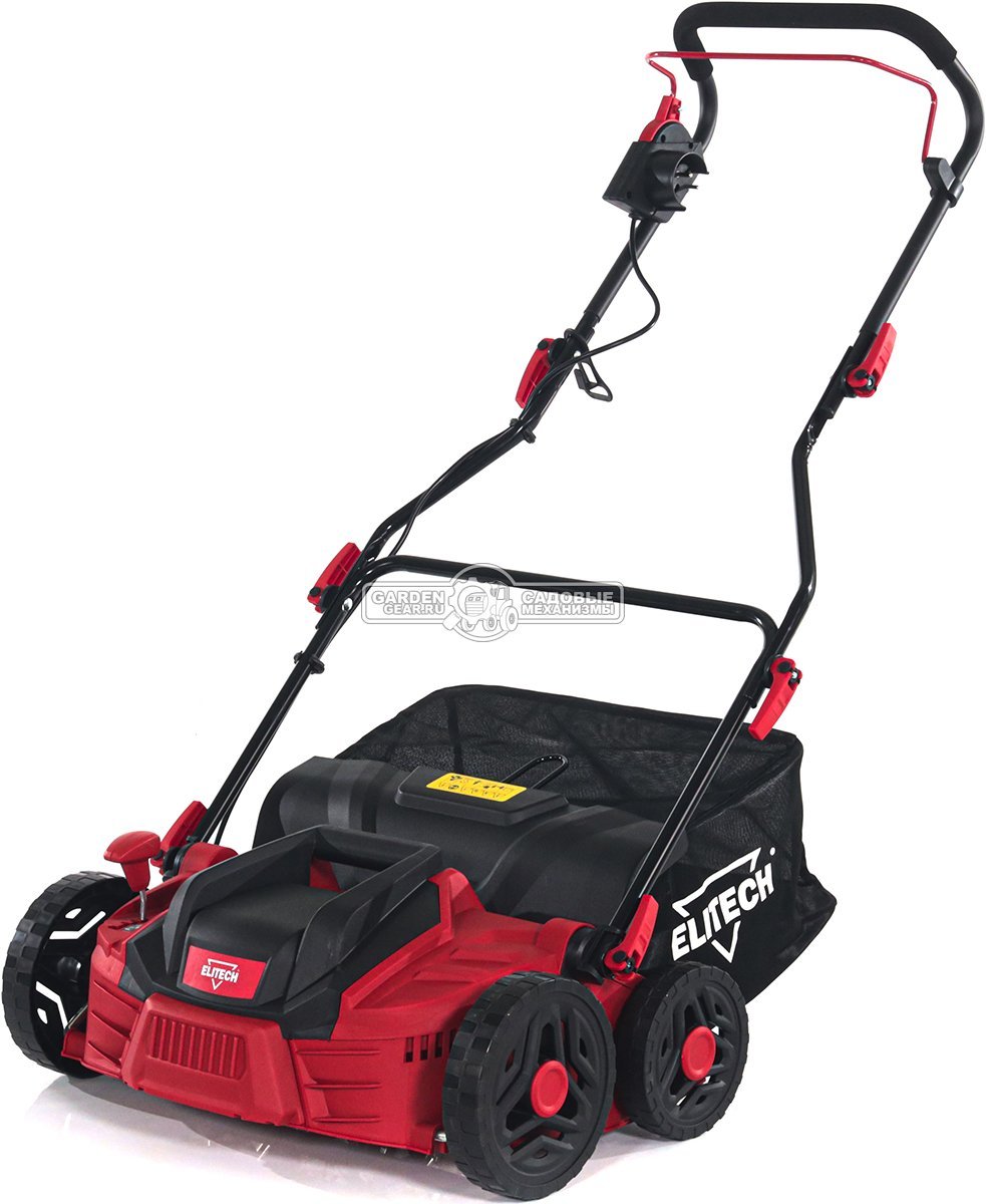 Вертикуттер - аэратор электрический Elitech СЭ 1536Т (PRC, 1500 Вт, 36 см, ножи + пружины, пластик, 45 л, 12 кг)