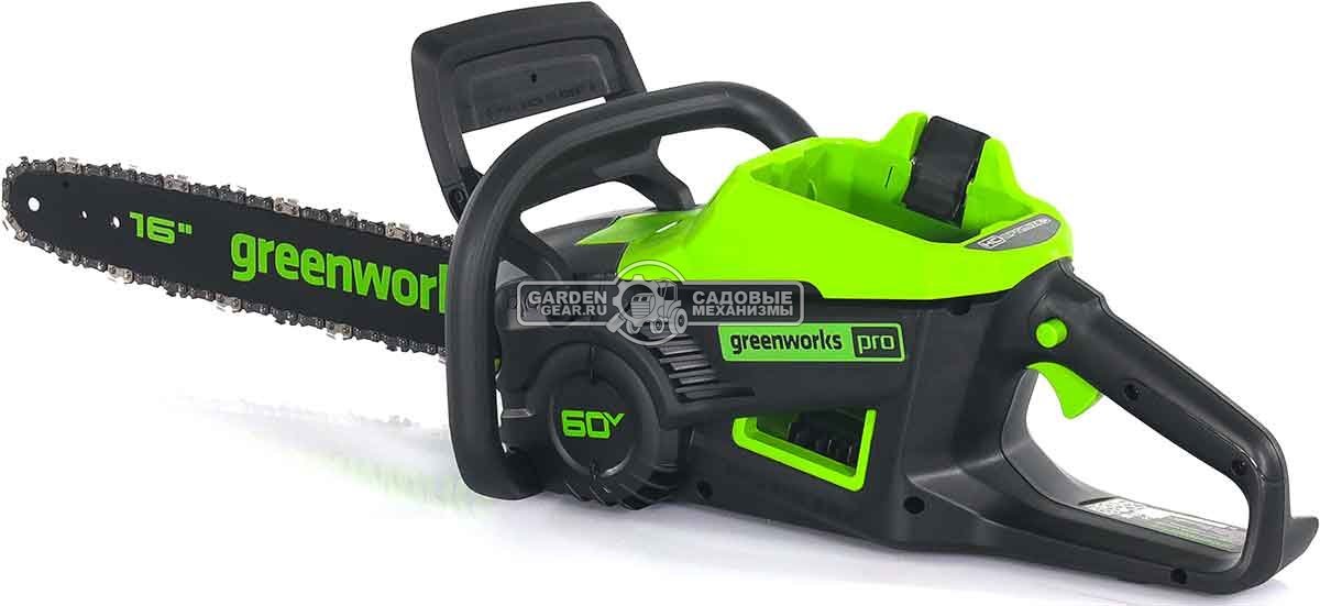 Пила аккумуляторная цепная GreenWorks GD60CS25 16" c АКБ 4 А/ч и ЗУ (PRC, BL 60В, 3/8"-1.3-56E, 4.7 кг)