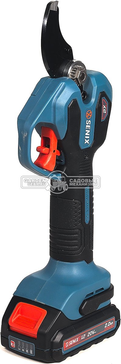Аккумуляторный секатор Senix GPSX2-M1-EU с АКБ 2 А/ч и ЗУ (PRC, BL 20В, ветки до 38 мм, 1.05 кг)