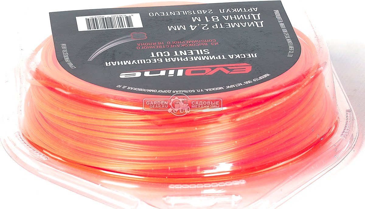 Леска EVOline 2,4 мм, 81 м, витой квадрат, бесшумная