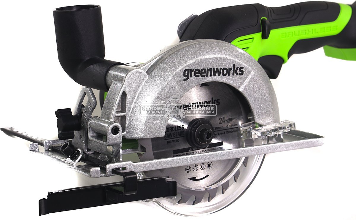 Минипила циркулярная аккумуляторная GreenWorks G24MCS без АКБ и ЗУ (PRC, BL 24В, 115 мм, 2 кг)