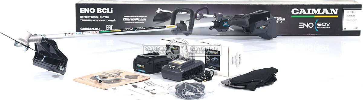 Мотокоса аккумуляторная Caiman ENO BCLi с АКБ B6040 и ЗУ C6025 (RUS, BL 60В, Standart Connect, D-рукоятка, нож 3T + леска 2,4 мм, 4,6 кг.)