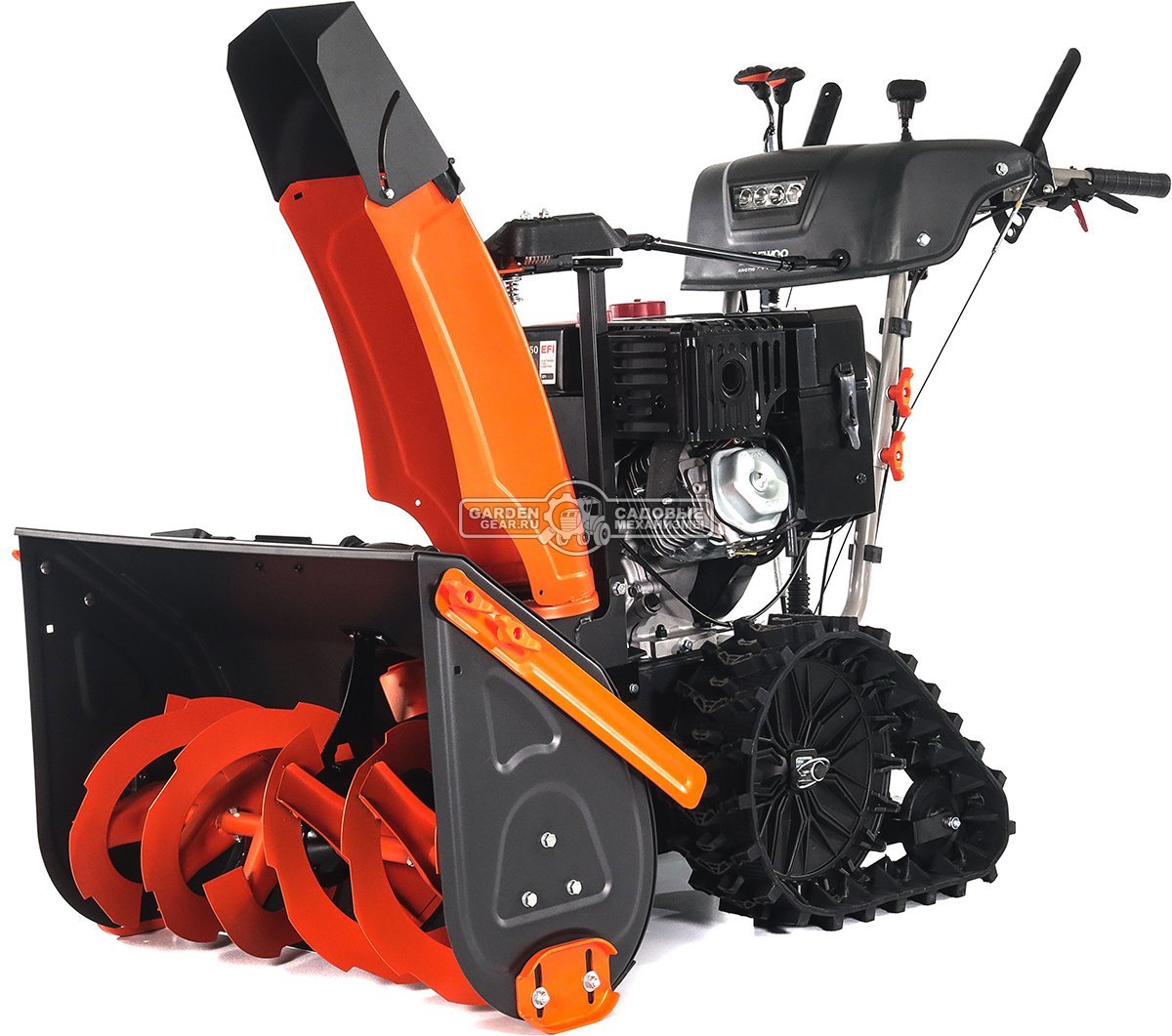 Снегоуборщик Daewoo DAST 430 (EFI) гусеничный (PRC, 76 см, Daewoo WXE 350 EFI, 310 см3, запуск от аккумулятора, фара, гусеницы Arctic track, 125 кг.)