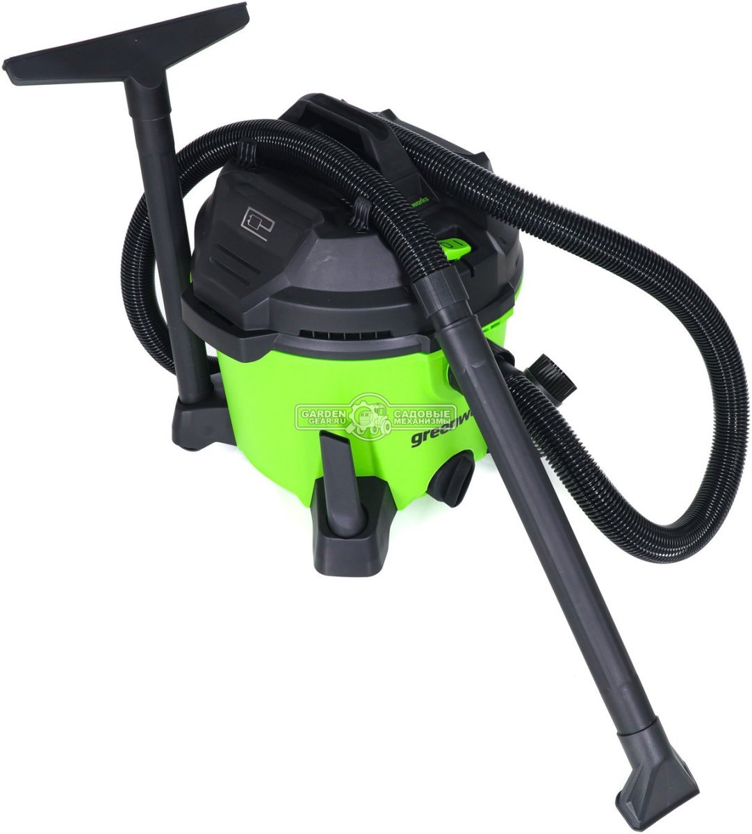 Пылесос GreenWorks G120WDV для сухой и влажной уборки (PRC, 1200 Вт, 3150 л/мин, контейнер 34 л, шланг 2 м, 8.4 кг)