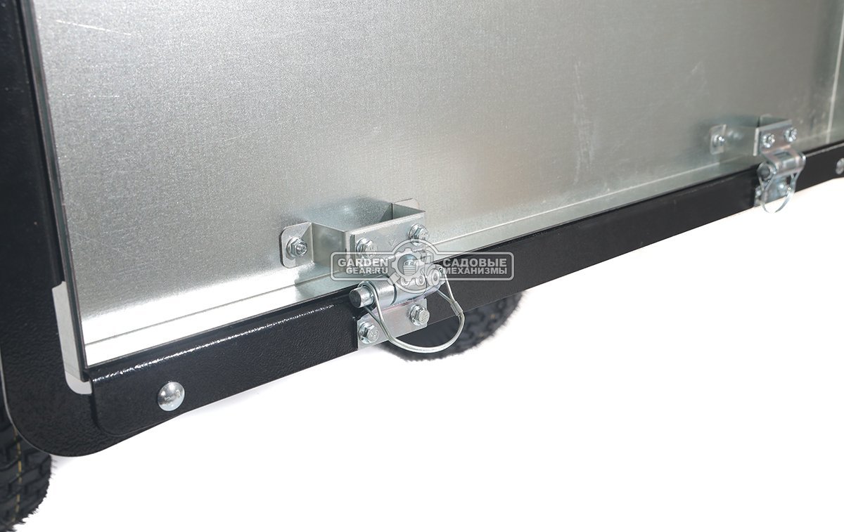 Тележка - прицеп ZimAni GT410x2 Stainless steel 500 для садовых тракторов, с механизмом опрокидывания (оцинкованной сталь, 500 кг)